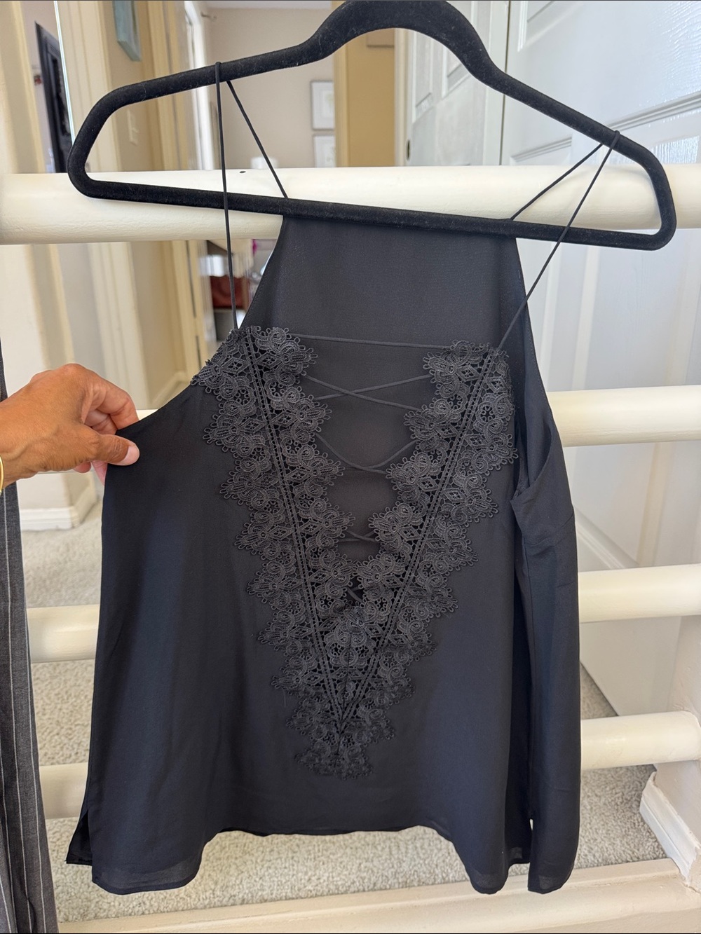 Cami NYC Black Lace-Front Halter Cami